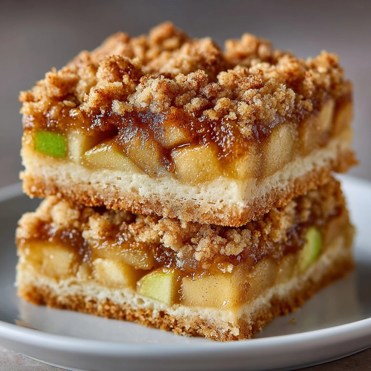 Cinnamon Apple Crumb Bars cooling on parchment, showcasing golden crumb topping and juicy apple filling.