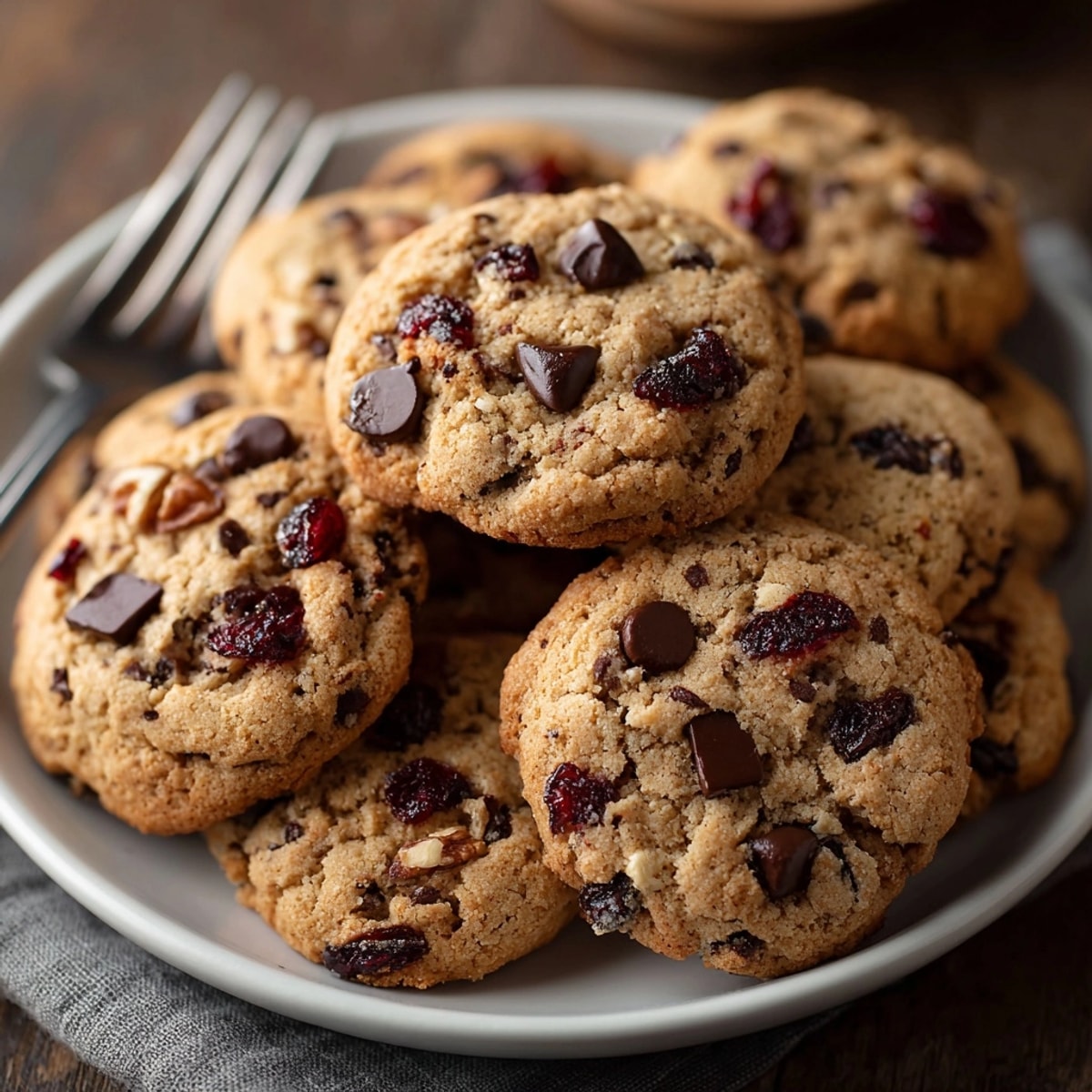 Plump dried cherries and dark chocolate chips in these easy One-Bowl Cherry Chocolate Chip Cookies.