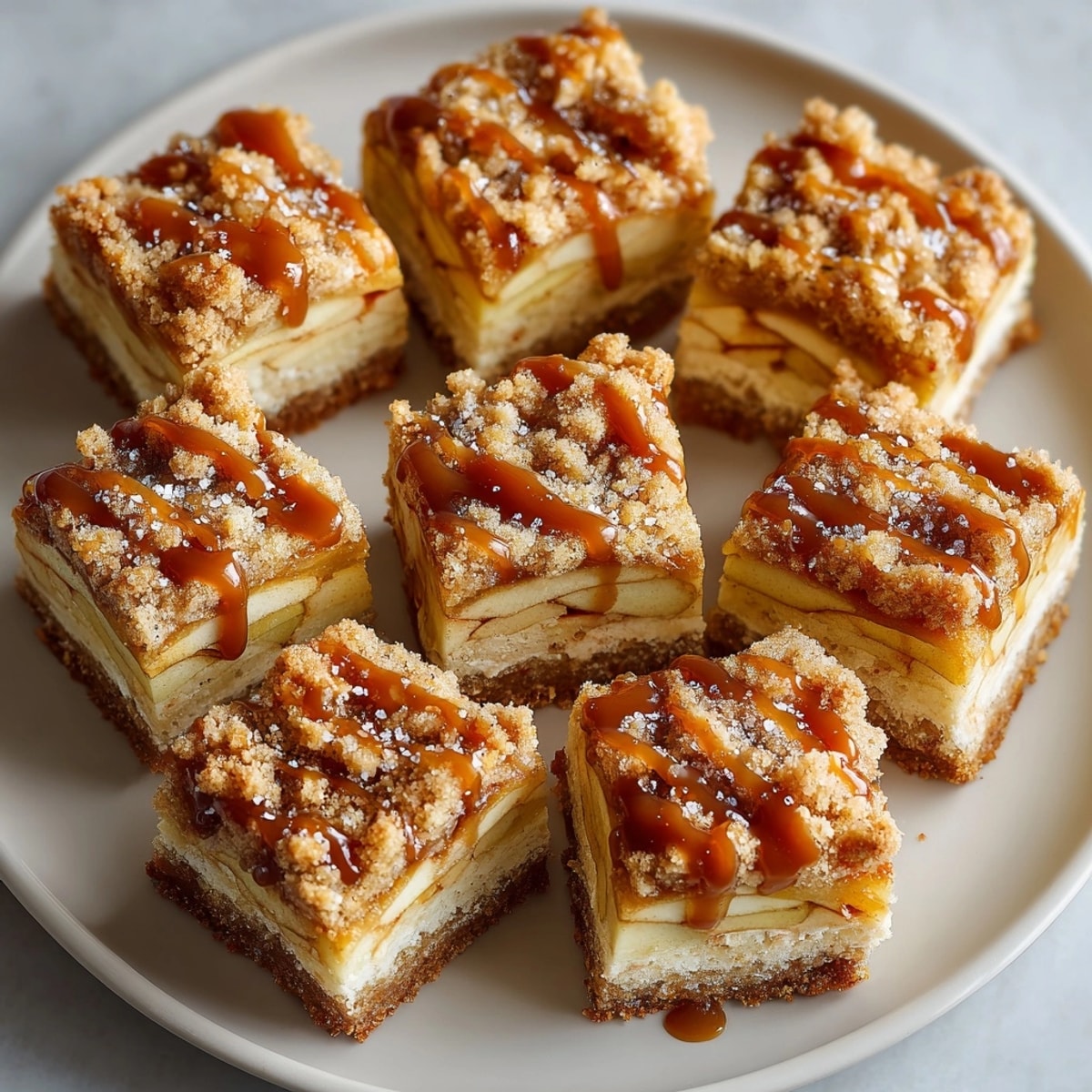 Imagine enjoying warm Salted Caramel Apple Pie Bars, a portable slice of comfort, drizzled with caramel.
