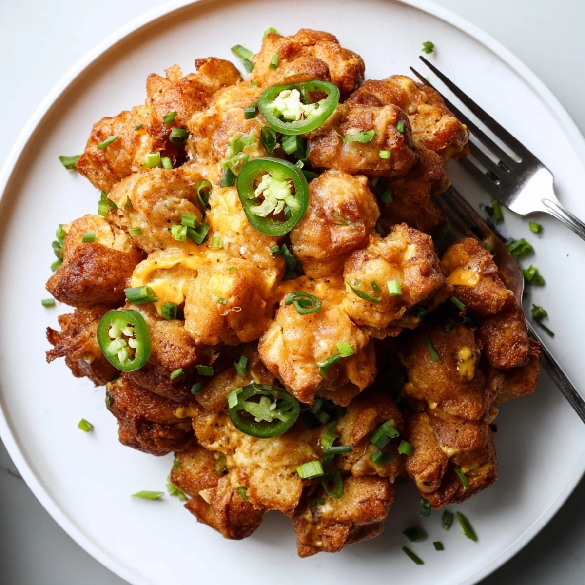 Warm Spicy Ranch Monkey Bread Waffles with melted cheese, perfect for game day.