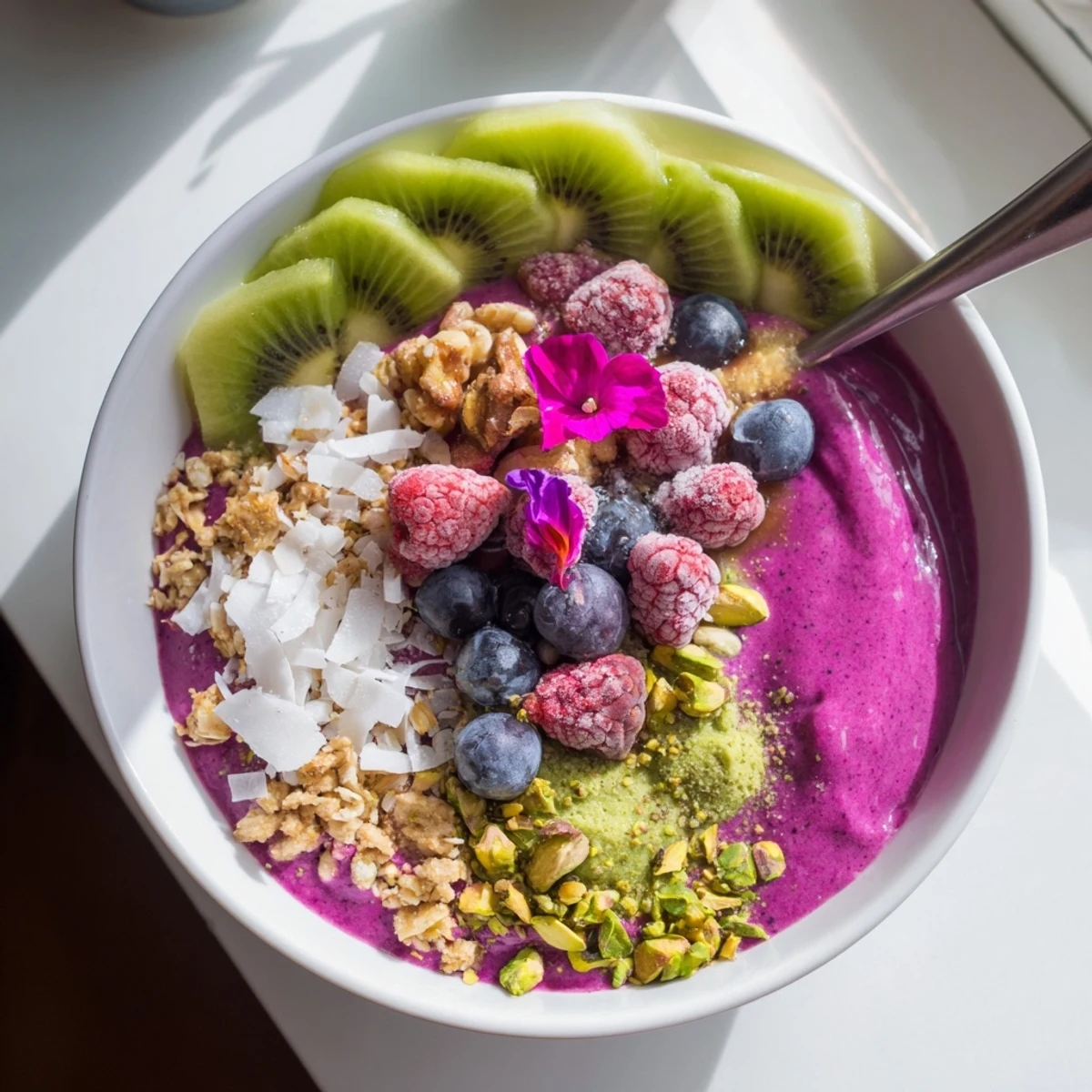 Delightful Vibrant Smoothie Bowls featuring creamy textures, unique flavors, and bright toppings.