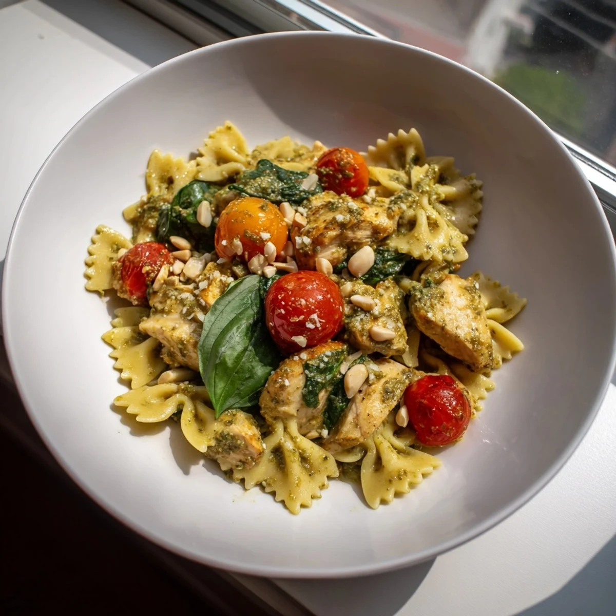Pesto Chicken Bowtie Pasta