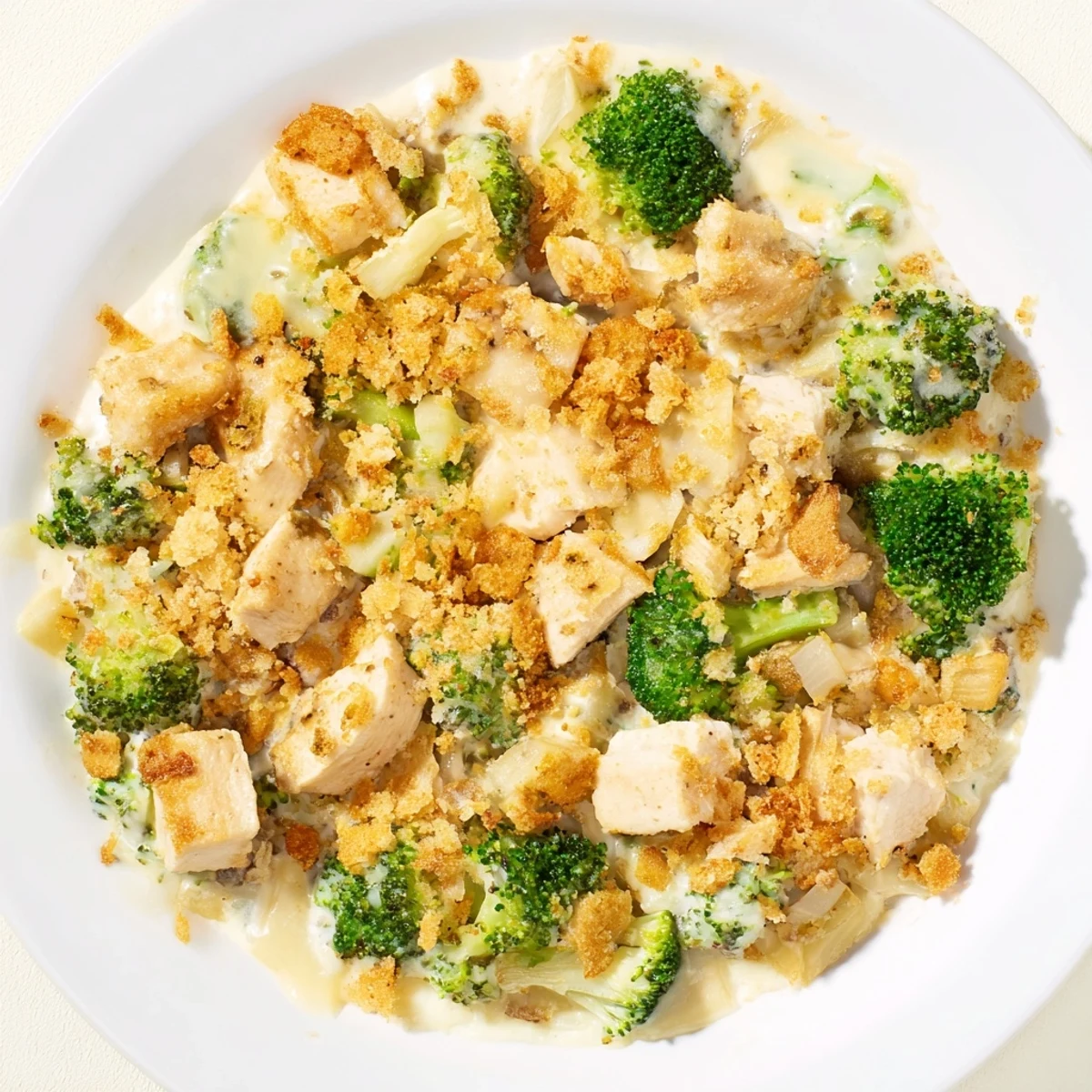 A hearty family dinner of Cheddar Broccoli Chicken Bake: tender chicken in a creamy, savory sauce.