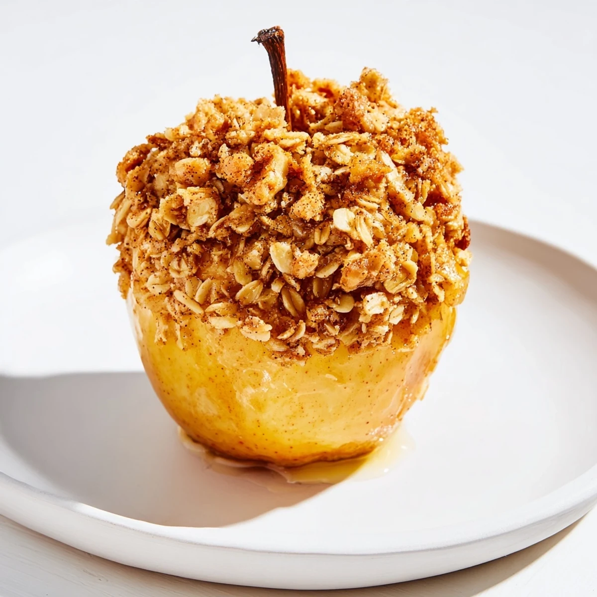 Warm and comforting Baked Apples with Oat-Nut Crumble, perfect for a cozy autumn evening.