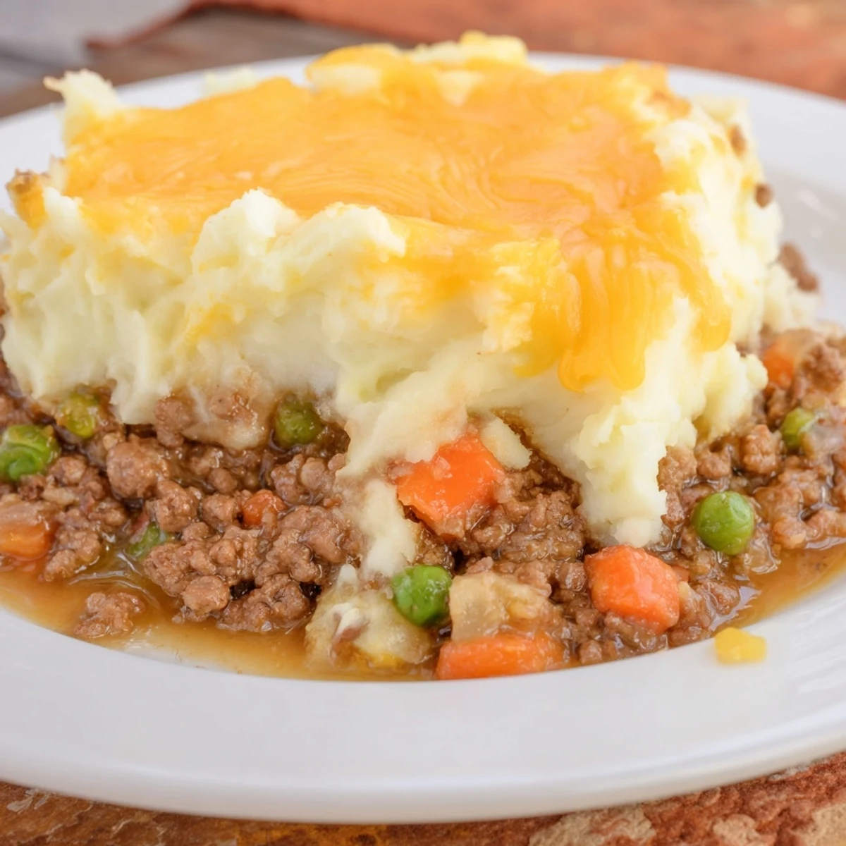 Budget Shepherd's Pie with golden, cheesy top — a creamy, heartwarming dinner ready to serve.
