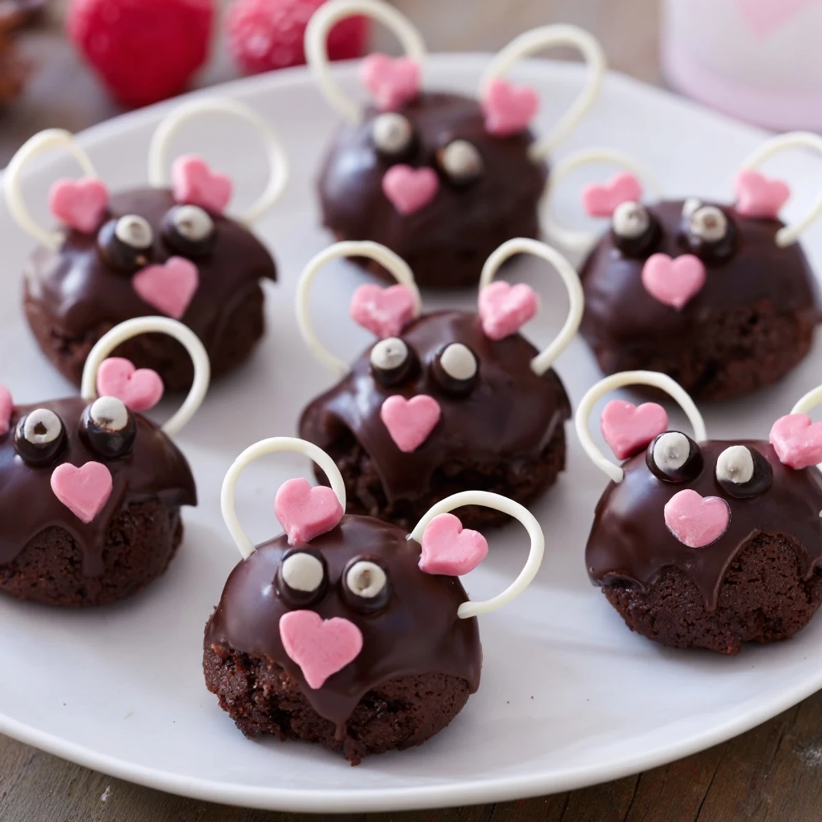 A tray of cute Silly Rat Cake Brownie Bites, offering a whimsical chocolate experience made from scratch.