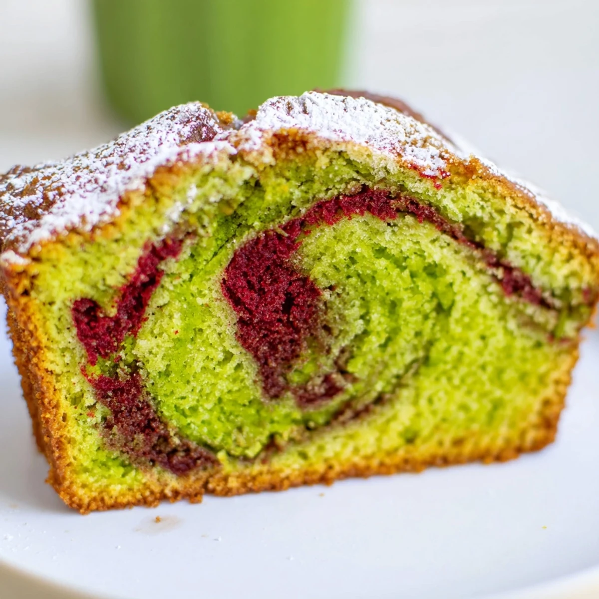 Red Green Matcha Marble Cake