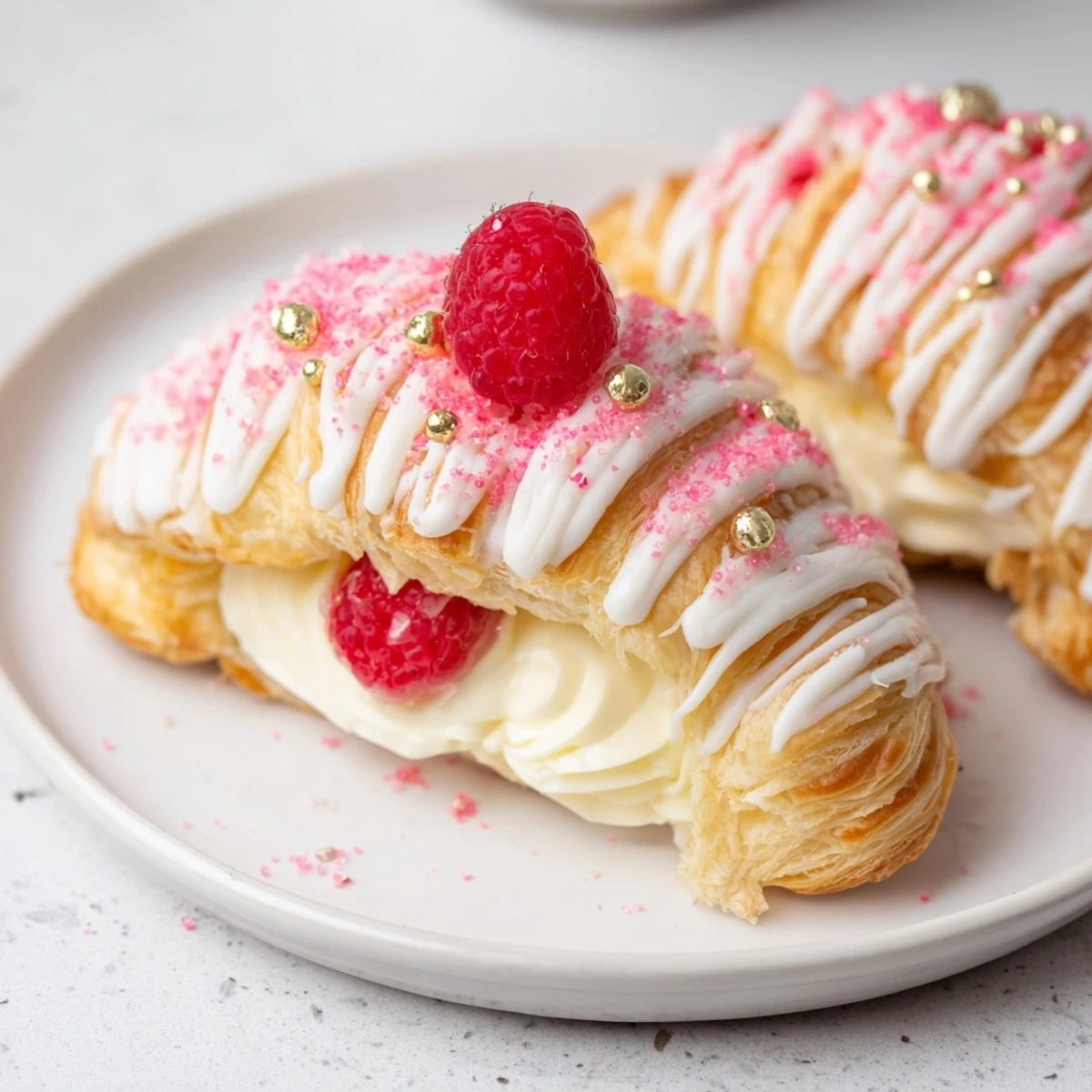 Perfectly baked princess crown desserts, filled with vanilla cream, make a special treat.