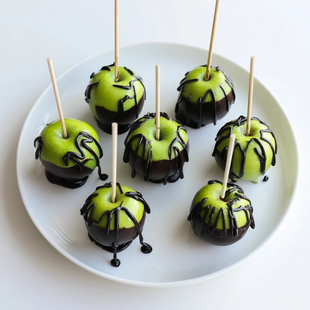 Vibrant Poison Apple Halloween treat board with glistening black apples, dips, and candies, ready to serve.
