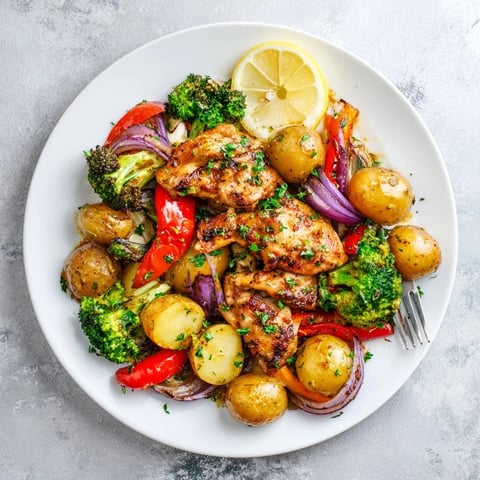 Lazy Gourmet Chicken & Vegetable One-Pot dish with tender chicken and vibrant broccoli.  