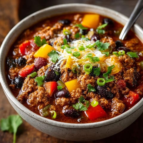 Creamy Turkey Chili with Pumpkin in a rustic bowl, garnished with cilantro.