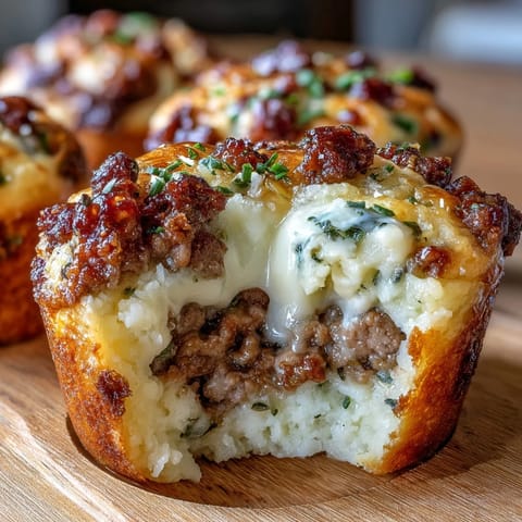 Cozy Mini Shepherds Pies in muffin tins: golden mashed potato topping over savory meat and vegetable filling, baked to perfection.  