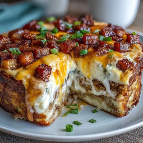 Hearty Overnight Amish Breakfast Casserole with Sausage, Potatoes, and Melted Cheese