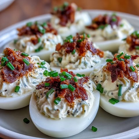 Creamy Everything Bagel Deviled Eggs, a savory appetizer with a flavorful crunch.