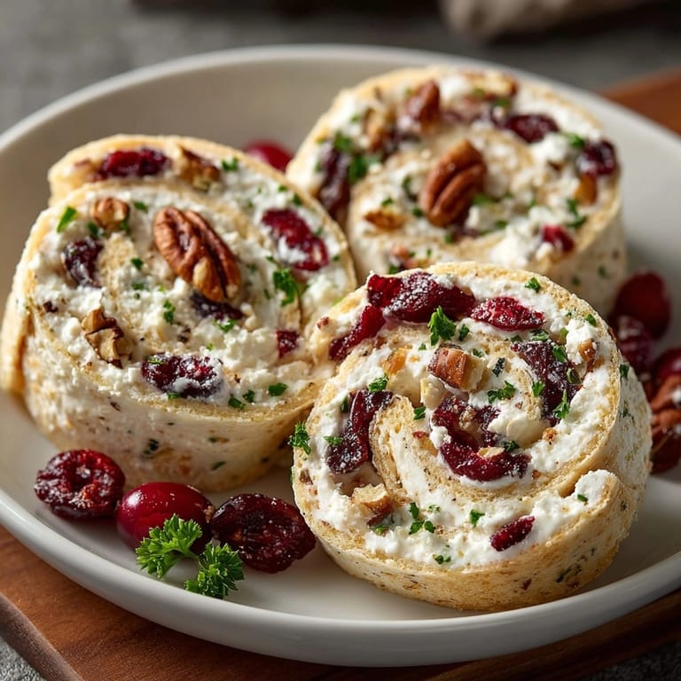 Festive Cranberry Feta Pinwheels recipe, a sweet and savory holiday bite, perfect for entertaining.