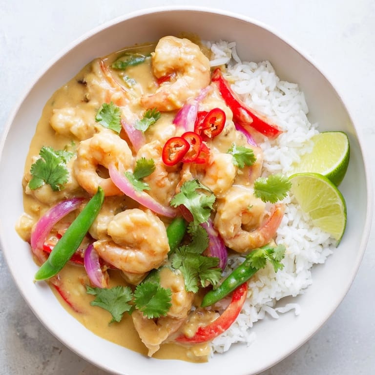 Creamy Shrimp Coconut Curry Bowls: Aromatic spices infuse tender shrimp with rich coconut milk.