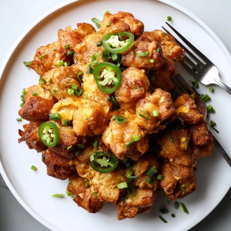 Warm Spicy Ranch Monkey Bread Waffles with melted cheese, perfect for game day.