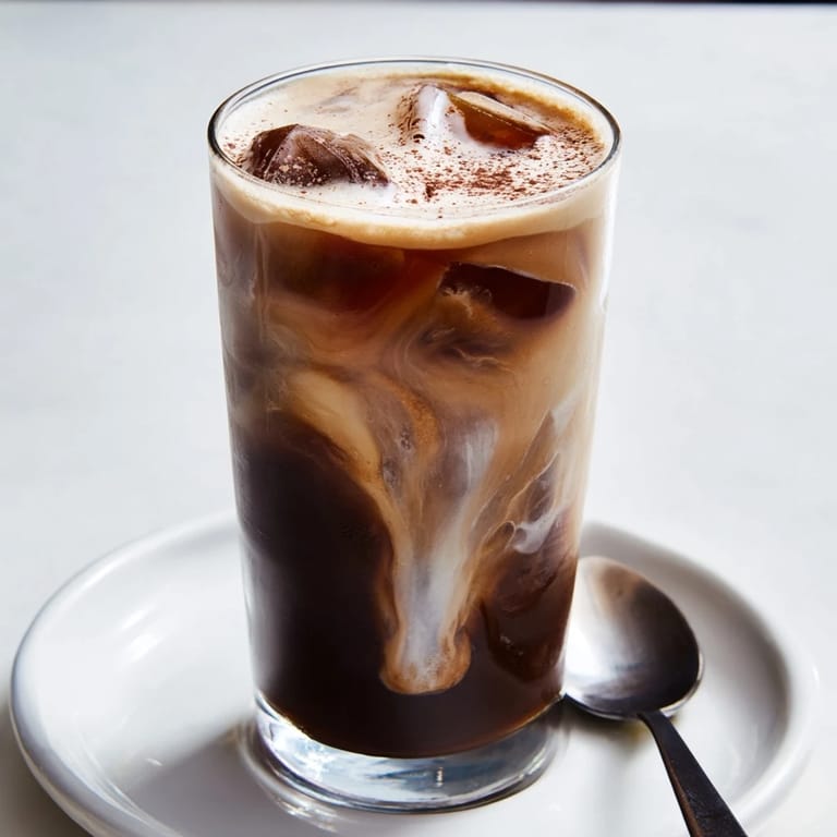 Refreshing tahini iced coffee drink, perfect for warm days and flavorful sips.  