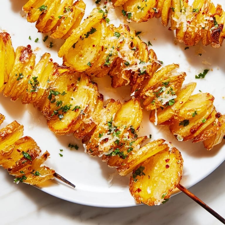Flavorful air-fryer tornado potatoes on skewers, inviting and fun to eat.