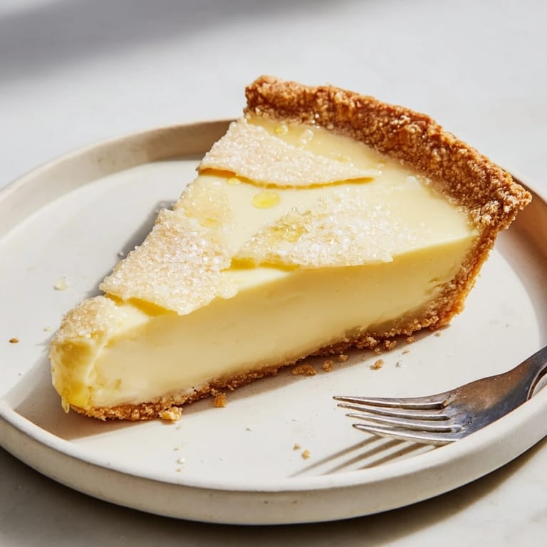 Delicious Water Pie served with fresh berries and a dollop of whipped cream.