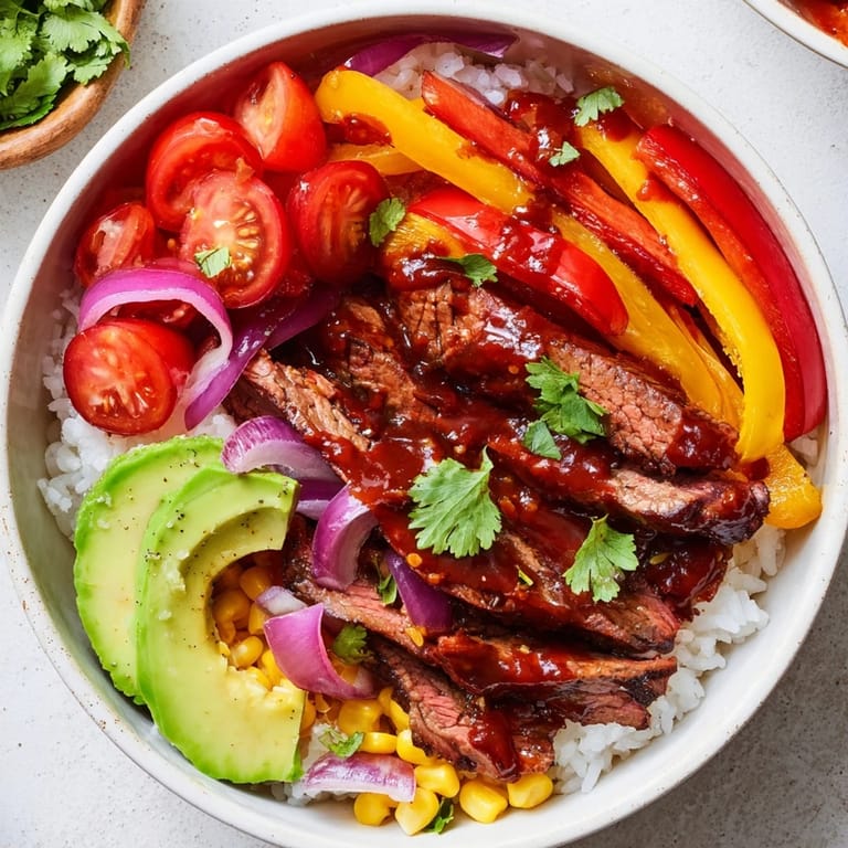 Enjoy a delicious bite of grilled steak in these BBQ Steak Fajita Bowls with fresh, vibrant toppings.