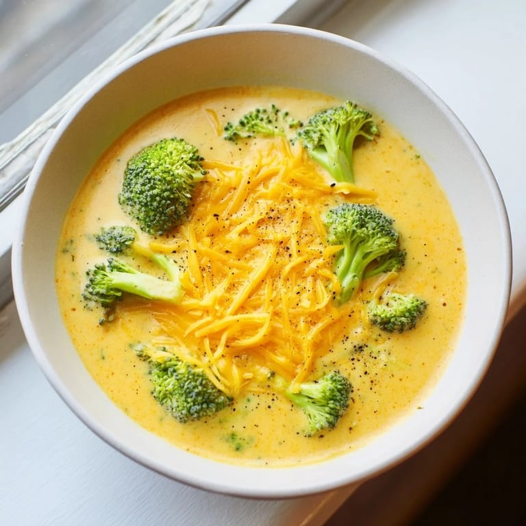 Thick and velvety Broccoli Cheese Soup, a comforting and flavorful homemade meal for lunch.
