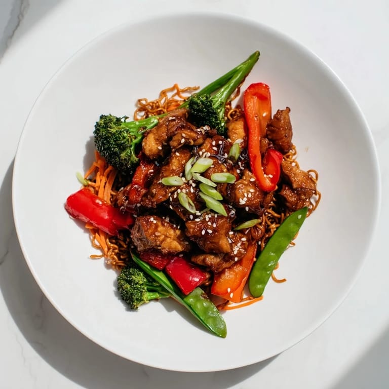 Imagine the aroma! Sheet-pan crispy ramen with chicken offers a colorful, flavorful, one-pan meal, ready to eat!