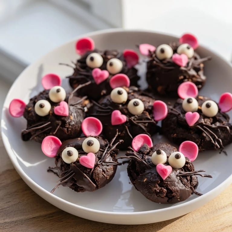 These delicious Silly Rat Cake Brownie Bites show off their playful rat features, a fun treat to make.
