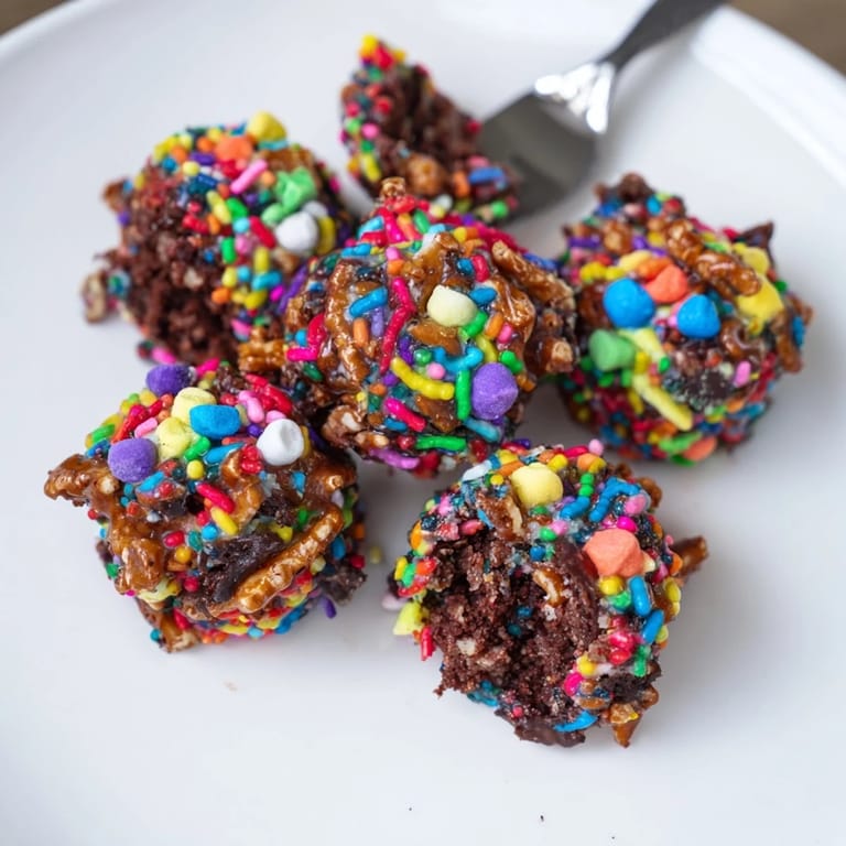 These homemade Chaos Chocolate Cake Bites feature a delightful crumb and festive sprinkles, perfect for any celebration.