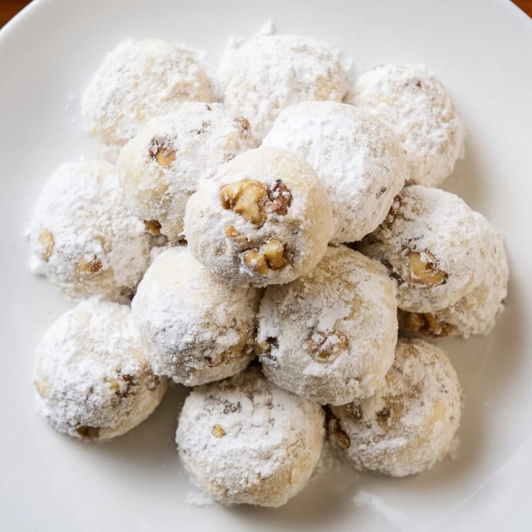 These tender Budget-Friendly Snowball Cookies are perfectly coated in powdered sugar, ready to enjoy.