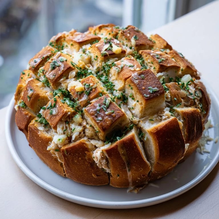 Imagine a pull-apart piece of Cheesy Leftover Chicken Bake Bread, oozing melted cheese.