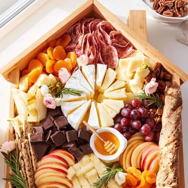 Imagine a vibrant Sweet Home Charcuterie Board, arranged for effortless entertaining with delectable treats.