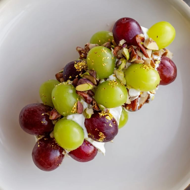 Freshly made Sparkling Grape Cluster appetizer: sweet, juicy grapes coated in creamy, nutty goodness.