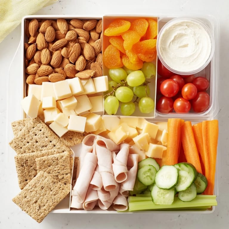 Freshly packed road trip snack box, filled with savory and sweet treats for travel adventures.