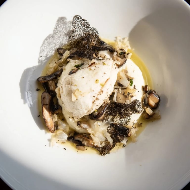 A visually stunning plate: The Ghostly Gala presents chicken with creamy cauliflower purée.