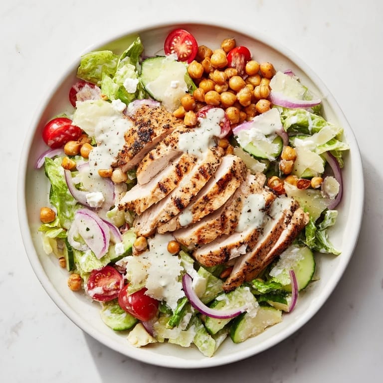 Imagine a fresh Chicken Caesar Pasta-less Bowl with juicy chicken, Parmesan, and a tangy dressing.