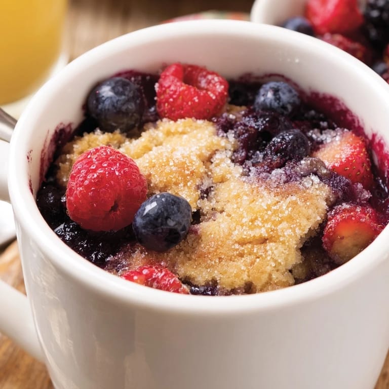 Delicious and easy Mixed Berry Cobbler Mug Cake, perfect for satisfying your sweet tooth.