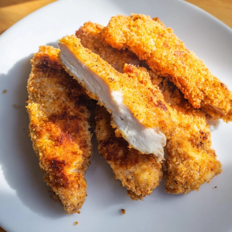 Delicious and succulent buttermilk fried chicken tenders, ready to be enjoyed with family.