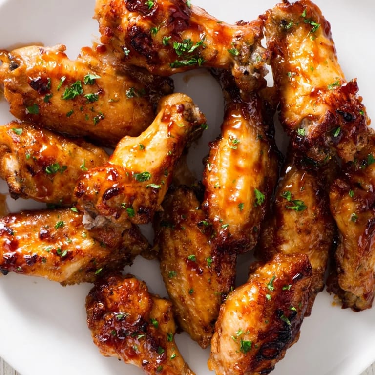 Tempting view: Perfectly caramelized Sticky Honey BBQ Wings, offering a delicious balance of sweet and savory flavors.
