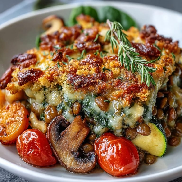 Savory Green Lentil and Vegetable Casserole, a wholesome vegetarian dish.