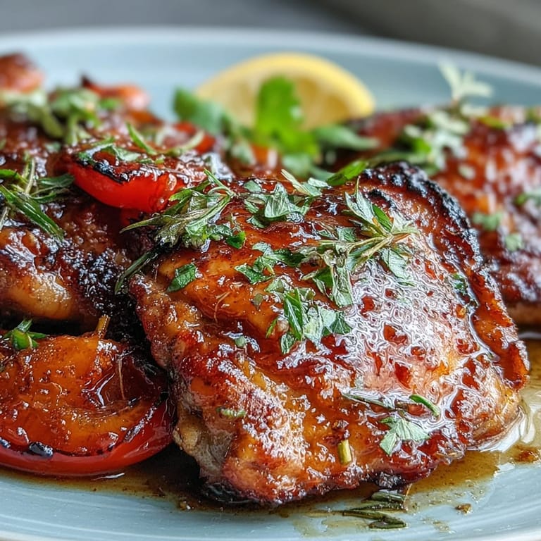 Freshly baked Sheet Pan Honey Garlic Chicken and naan on a rustic wooden board, garnished with bright green cilantro and lemon wedges for a zesty finish.