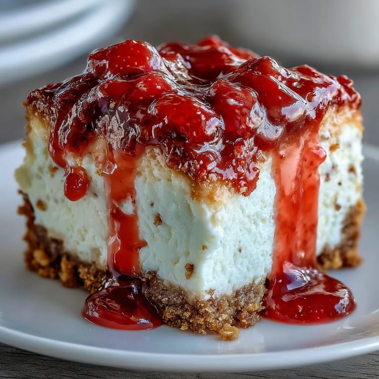 Delicious strawberry cheesecake bites made with cottage cheese and protein powder, served chilled with a fresh strawberry topping for a healthy indulgence.