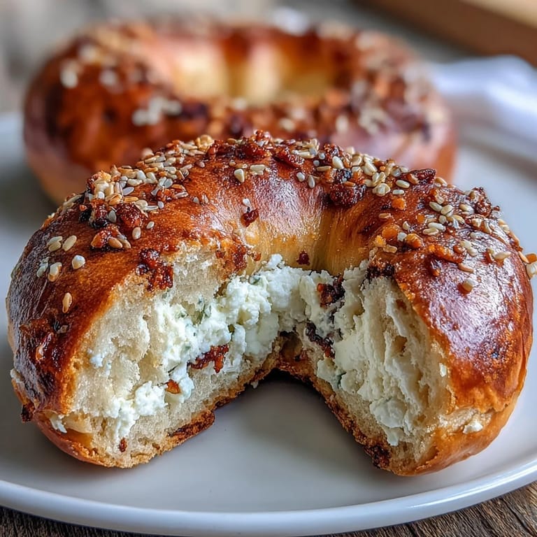Wholesome cottage cheese protein bagels topped with everything bagel seasoning, baked until golden and irresistibly fluffy.