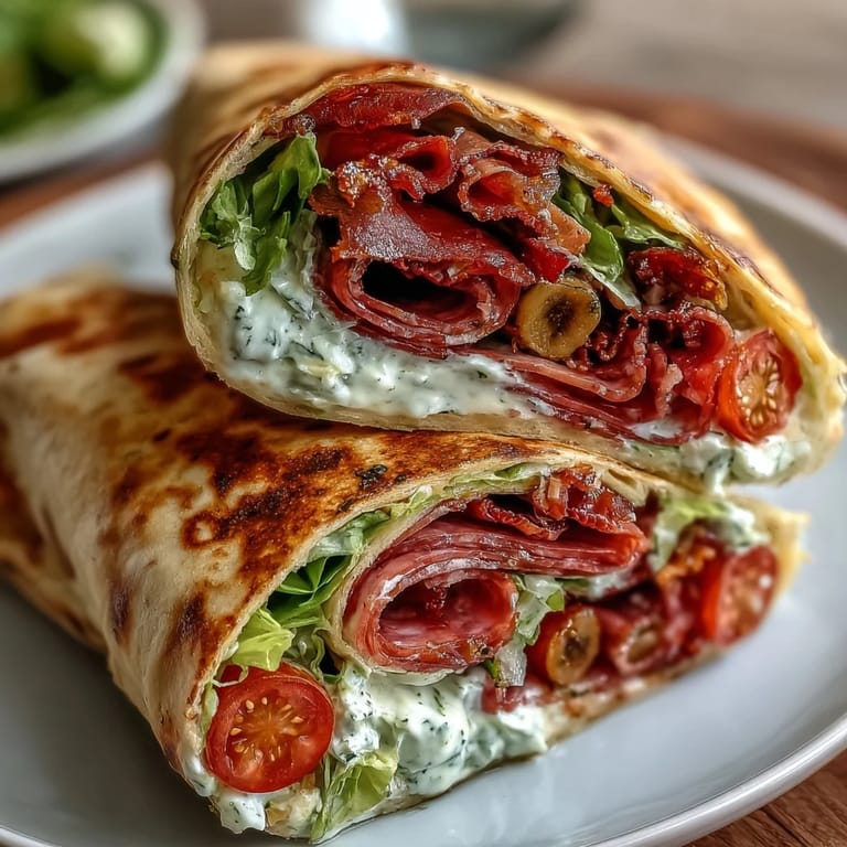 Vibrant Italian Sub Pinwheel Wraps platter, featuring layered meats, cheese, and roasted peppers in tortilla spirals.  