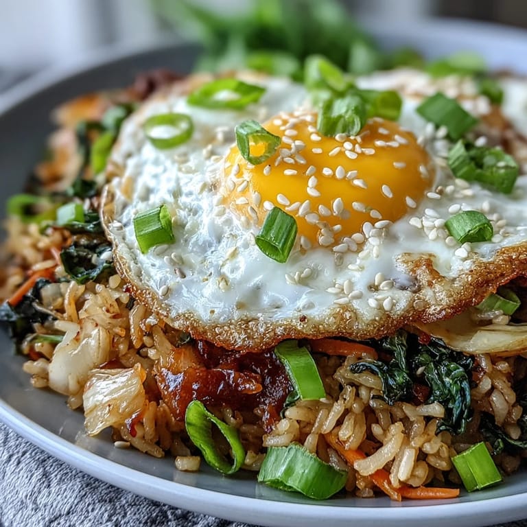 Tender, flavorful fermented cabbage kimchi fried rice, perfect for a quick, satisfying lunch.