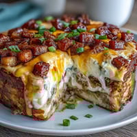 Hearty Overnight Amish Breakfast Casserole with Sausage, Potatoes, and Melted Cheese